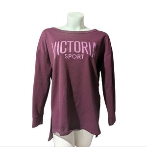 Victoria’s Secret Sport Open Back Sweatshirt Oversized Burgundy Pullover Size M